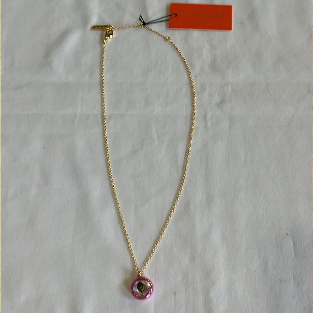 Kurt Geiger Eagle Stone and Crystal Pendant Necklace in Pink and Gold NWT - Picture 4 of 9